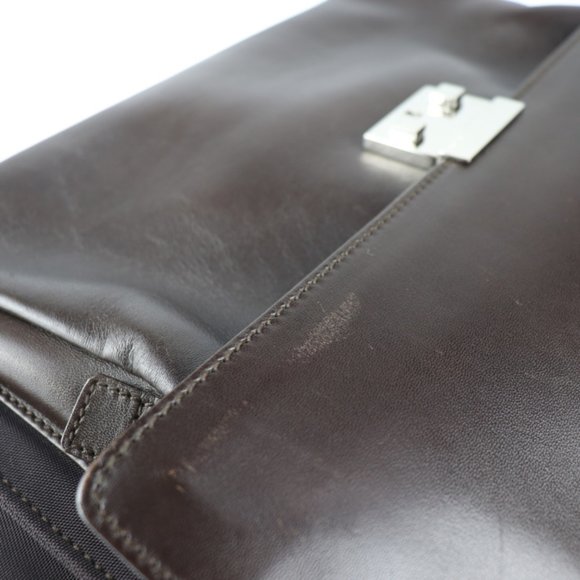 GUCCI Leather Nylon Business Bag Brown - Picture 7 of 9